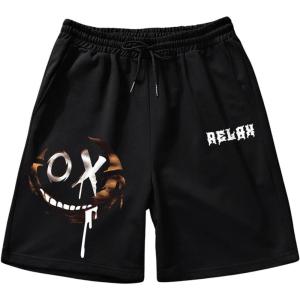 imageFloerns Mens Letter Graphic Print Drawstring Waist Workout Track ShortsBlack Ink