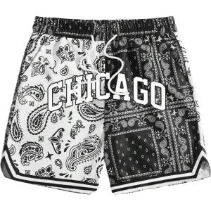 imageFloerns Mens Letter Graphic Print Drawstring Waist Workout Track ShortsBlack Paisley