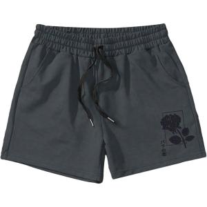 imageFloerns Mens Letter Graphic Print Drawstring Waist Workout Track ShortsDark Grey