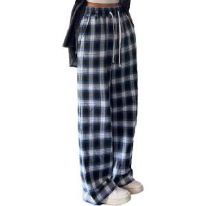 imageFloerns Womens Plaid Print Elastic Waist Sleepwear Pajama Bottom PantsBlue
