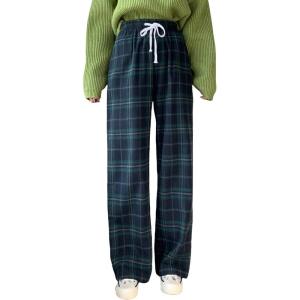 imageFloerns Womens Plaid Print Elastic Waist Sleepwear Pajama Bottom PantsNavy Blue