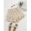 imageFloerns Womens Boho Paperbag Waist Ruffle Hem Elastic High Waist Cropped ShortsBeige