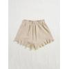 imageFloerns Womens Boho Paperbag Waist Ruffle Hem Elastic High Waist Cropped ShortsBeige