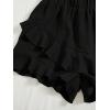 imageFloerns Womens Boho Paperbag Waist Ruffle Hem Elastic High Waist Cropped ShortsBlack