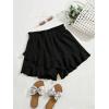 imageFloerns Womens Boho Paperbag Waist Ruffle Hem Elastic High Waist Cropped ShortsBlack