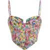 imageFloerns Womens Bustier Corset Top Tie Dye Spaghetti Strap Asymmetrical Crop Cami TopBlue Floral