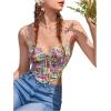 imageFloerns Womens Bustier Corset Top Tie Dye Spaghetti Strap Asymmetrical Crop Cami TopBlue Floral