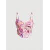 imageFloerns Womens Bustier Corset Top Tie Dye Spaghetti Strap Asymmetrical Crop Cami TopPurple Multi