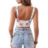 imageFloerns Womens Bustier Corset Top Tie Dye Spaghetti Strap Asymmetrical Crop Cami TopWhite