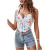 imageFloerns Womens Bustier Corset Top Tie Dye Spaghetti Strap Asymmetrical Crop Cami TopWhite