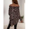 imageFloerns Womens Leopard Print Off Shoulder Long Sleeve High Low Blouses TopsA Multi Brown