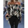 imageFloerns Womens Leopard Print Off Shoulder Long Sleeve High Low Blouses TopsGreen Multi