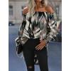 imageFloerns Womens Leopard Print Off Shoulder Long Sleeve High Low Blouses TopsGreen Multi