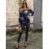 imageFloerns Womens Leopard Print Off Shoulder Long Sleeve High Low Blouses TopsNavy Blue
