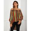 imageFloerns Womens Leopard Print Off Shoulder Long Sleeve High Low Blouses TopsRainbow Stripe