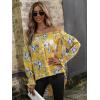 imageFloerns Womens Leopard Print Off Shoulder Long Sleeve High Low Blouses TopsYellow Flower