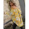 imageFloerns Womens Leopard Print Off Shoulder Long Sleeve High Low Blouses TopsYellow Flower