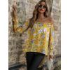 imageFloerns Womens Leopard Print Off Shoulder Long Sleeve High Low Blouses TopsYellow Flower