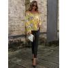 imageFloerns Womens Leopard Print Off Shoulder Long Sleeve High Low Blouses TopsYellow Flower