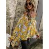 imageFloerns Womens Leopard Print Off Shoulder Long Sleeve High Low Blouses TopsYellow Flower