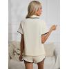 imageFloerns Womens Notch Collar Short Sleeve Sleepwear Two Piece Pajama SetBeige and Black