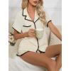 imageFloerns Womens Notch Collar Short Sleeve Sleepwear Two Piece Pajama SetBeige and Black