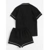 imageFloerns Womens Notch Collar Short Sleeve Sleepwear Two Piece Pajama SetBlack