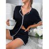 imageFloerns Womens Notch Collar Short Sleeve Sleepwear Two Piece Pajama SetBlack Dull