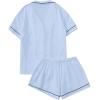 imageFloerns Womens Notch Collar Short Sleeve Sleepwear Two Piece Pajama SetBlue