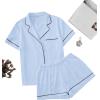 imageFloerns Womens Notch Collar Short Sleeve Sleepwear Two Piece Pajama SetBlue
