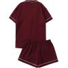imageFloerns Womens Notch Collar Short Sleeve Sleepwear Two Piece Pajama SetBurgundy
