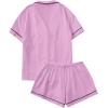 imageFloerns Womens Notch Collar Short Sleeve Sleepwear Two Piece Pajama SetDusty Purple