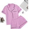 imageFloerns Womens Notch Collar Short Sleeve Sleepwear Two Piece Pajama SetDusty Purple
