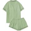 imageFloerns Womens Notch Collar Short Sleeve Sleepwear Two Piece Pajama SetGreen Solid