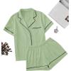 imageFloerns Womens Notch Collar Short Sleeve Sleepwear Two Piece Pajama SetGreen Solid