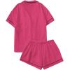 imageFloerns Womens Notch Collar Short Sleeve Sleepwear Two Piece Pajama SetHot Pink