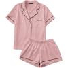 imageFloerns Womens Notch Collar Short Sleeve Sleepwear Two Piece Pajama SetLight Pink