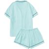 imageFloerns Womens Notch Collar Short Sleeve Sleepwear Two Piece Pajama SetMint Blue