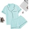 imageFloerns Womens Notch Collar Short Sleeve Sleepwear Two Piece Pajama SetMint Blue