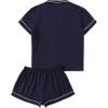imageFloerns Womens Notch Collar Short Sleeve Sleepwear Two Piece Pajama SetNavy