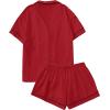 imageFloerns Womens Notch Collar Short Sleeve Sleepwear Two Piece Pajama SetRed Solid