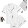 imageFloerns Womens Notch Collar Short Sleeve Sleepwear Two Piece Pajama SetWhite