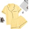imageFloerns Womens Notch Collar Short Sleeve Sleepwear Two Piece Pajama SetYellow Solid