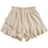 imageFloerns Womens Boho Paperbag Waist Ruffle Hem Elastic High Waist Cropped ShortsBeige
