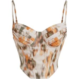 imageFloerns Womens Bustier Corset Top Tie Dye Spaghetti Strap Asymmetrical Crop Cami TopMulticolor