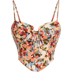 imageFloerns Womens Bustier Corset Top Tie Dye Spaghetti Strap Asymmetrical Crop Cami TopOrange Multi