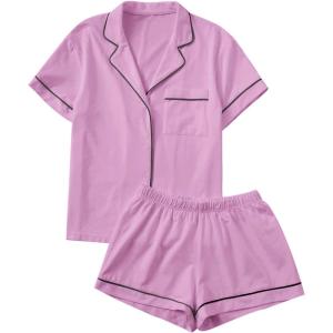 imageFloerns Womens Notch Collar Short Sleeve Sleepwear Two Piece Pajama SetDusty Purple