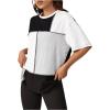 imageFloerns WomenS Colorblock Stitching Trim Short Sleeve Crew Neck Loose TShirt TopBlack and White