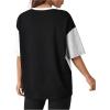 imageFloerns WomenS Colorblock Stitching Trim Short Sleeve Crew Neck Loose TShirt TopBlack and White