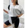 imageFloerns WomenS Colorblock Stitching Trim Short Sleeve Crew Neck Loose TShirt TopGrey Multi